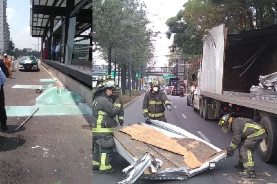 Tráiler choca con techo de estación Hospital Troncoso del Metrobús en CDMX