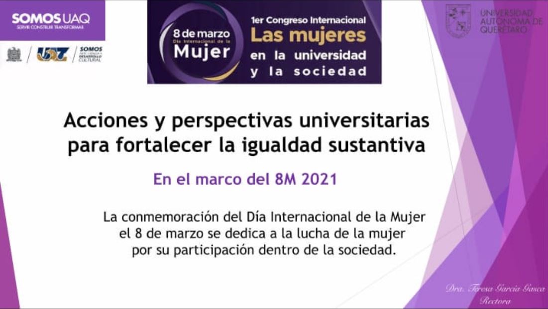 Rectora de la UAQ dicta conferencia “Acciones y perspectivas universitarias para fortalecer la igualdad sustantiva”