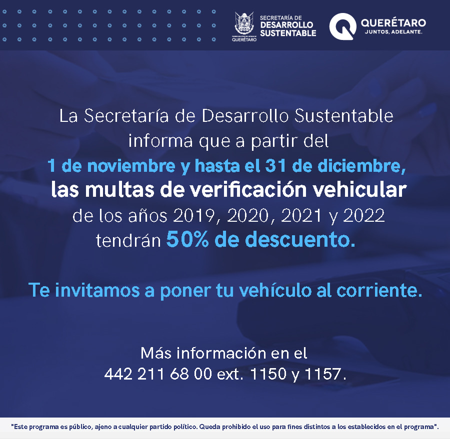 SEDESU condona 50% en multas de verificación