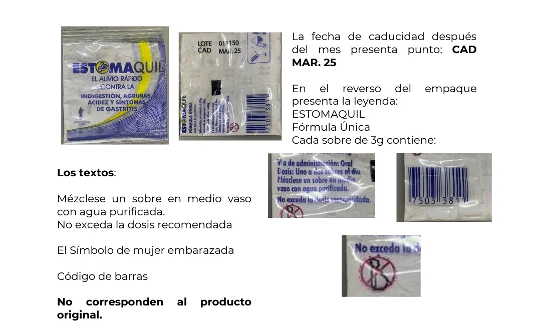 Emite COFEPRIS actualización de la Alerta Sanitaria sobre la falsificación del producto ESTOMAQUIL
