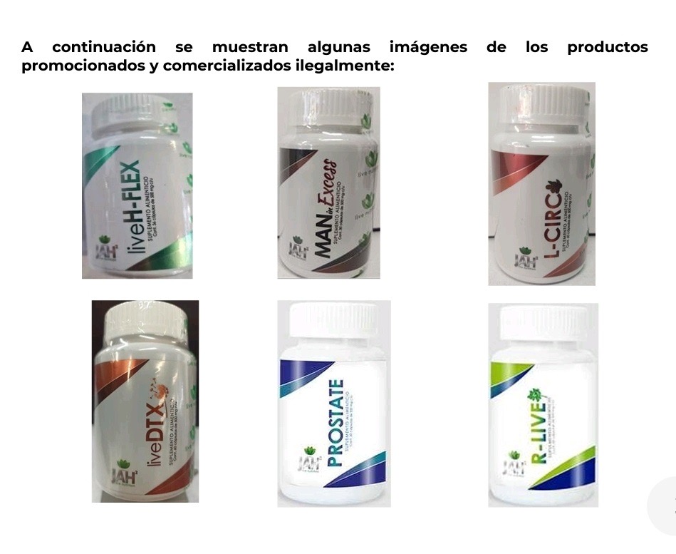 Emite COFEPRIS Alerta Sanitaria sobre productos comercializados por la empresa JAH2 Live Nutrition
