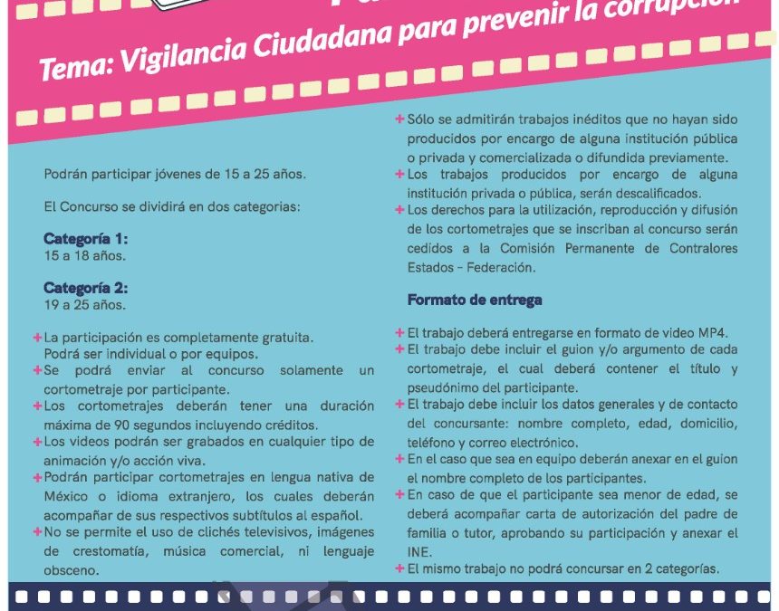 Llaman a participar en concurso de cortometrajes sobre prevención de corrupción