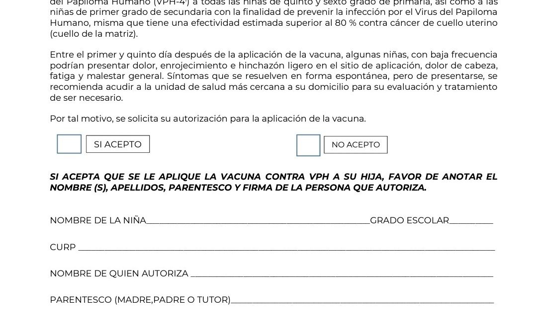 Alista SESA Jornada Intensiva de Vacunación contra el Virus del Papiloma Humano (VPH)