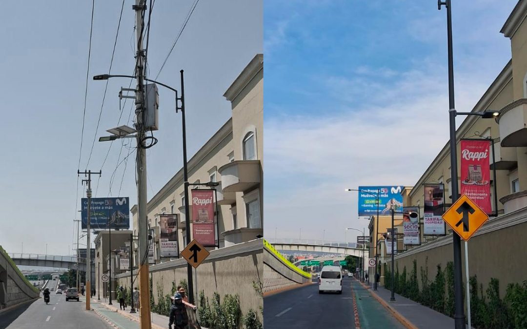 Trabajan empresas en retiro de postes y cableado sobre Paseo 5 de Febrero