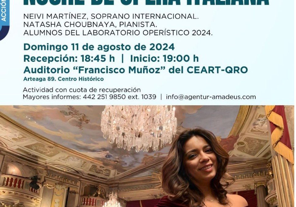 Anuncia SECULT el concierto Noche de ópera italiana en el CEART