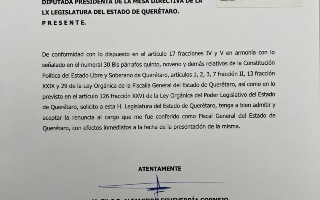 Inicia el proceso para la designación del nuevo Fiscal General del Estado de Querétaro