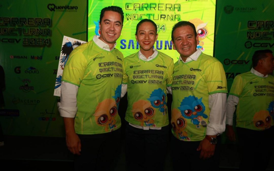 Presenta Municipio de Querétaro la playera, medalla y premios de la Carrera Nocturna CGV 2024
