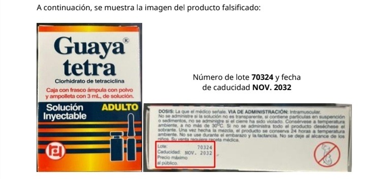 Emite COFEPRIS Alerta Sanitaria por Falsificación de Guaya tetra