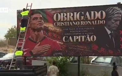 Retiran polémica manta en apoyo a Cristiano Ronaldo en Portugal